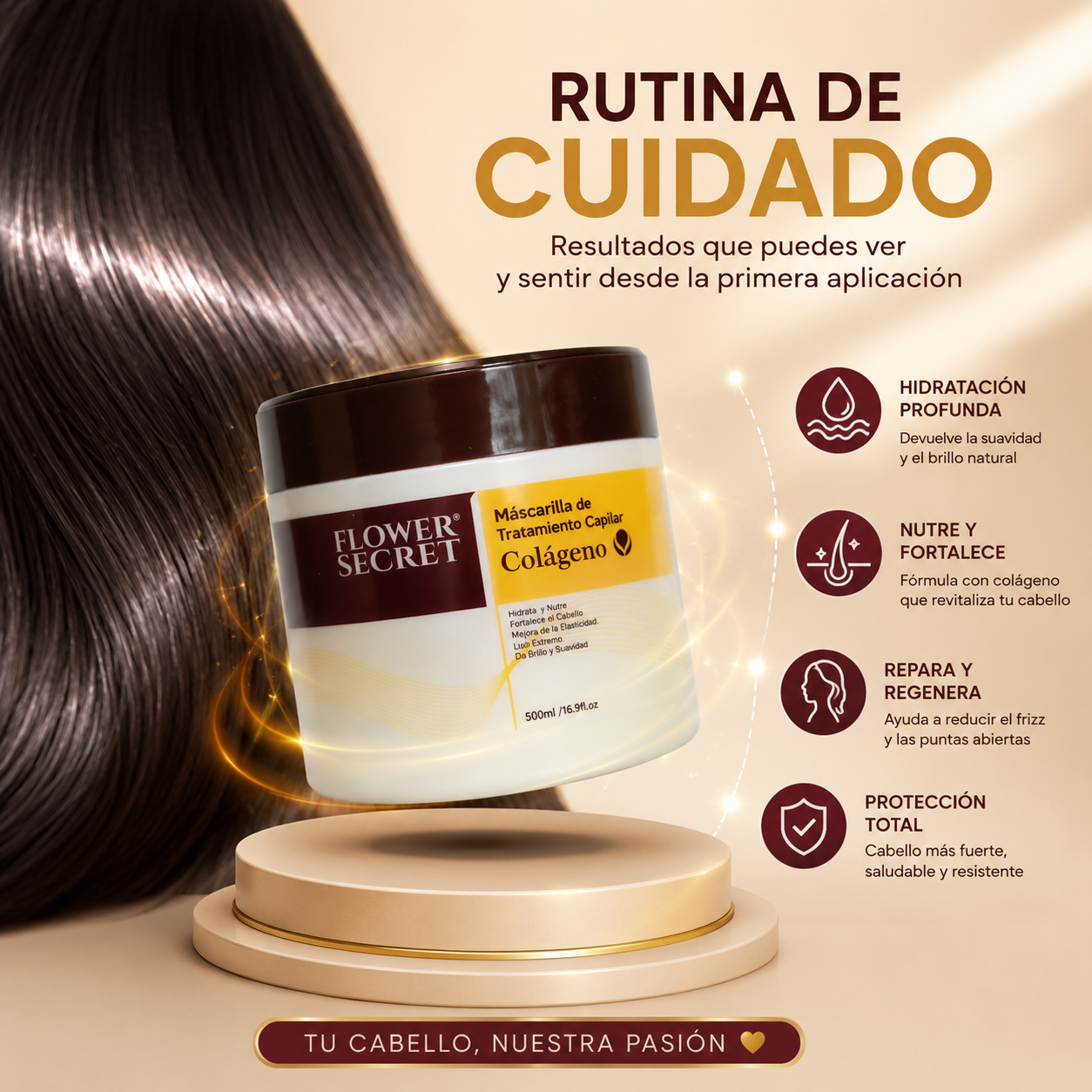 ✨ Tratamiento Colágeno Flower Secret — Hidratación Profunda y Brillo Espejo 🌸