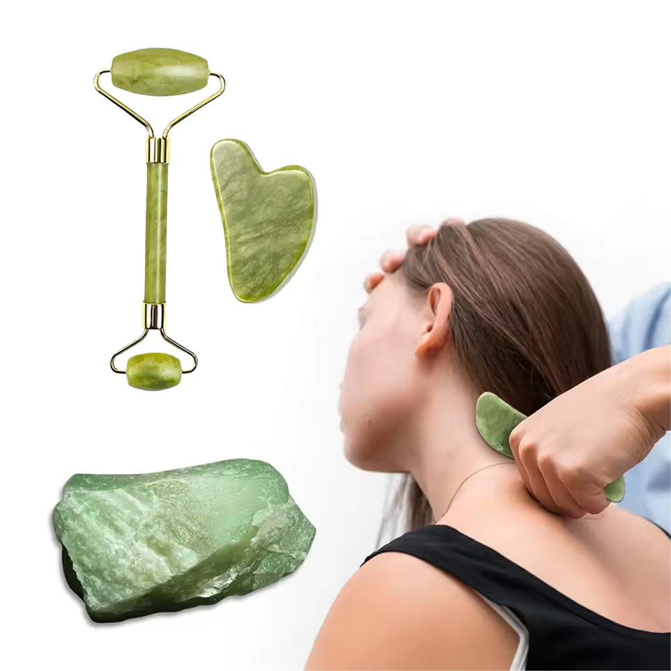 Set de Jade Natural para Drenaje Linfático y Cuidado Facial💎🌿