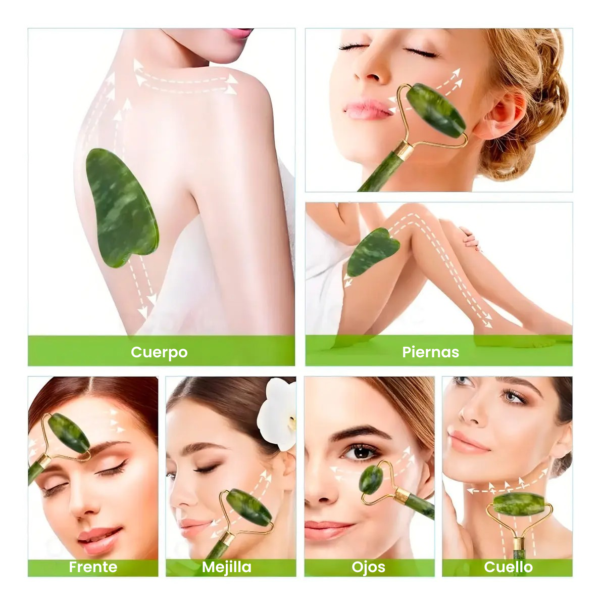 Set de Jade Natural para Drenaje Linfático y Cuidado Facial💎🌿